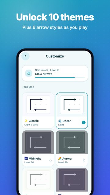 ArrowMind unlockable themes and arrow styles
